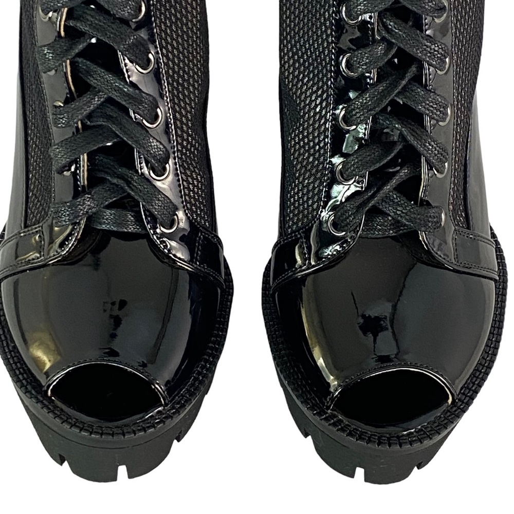 Wetkiss Glossy Black Platform Boots - Picture 2 of 16